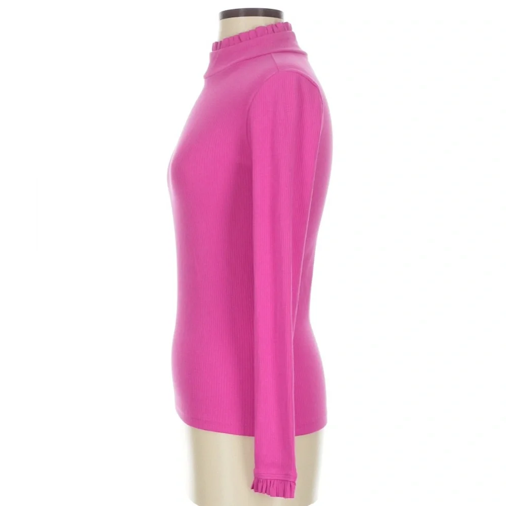 J. Crew Fuchsia Long Sleeve With Turtleneck Design Top‎ Size:L Vintage